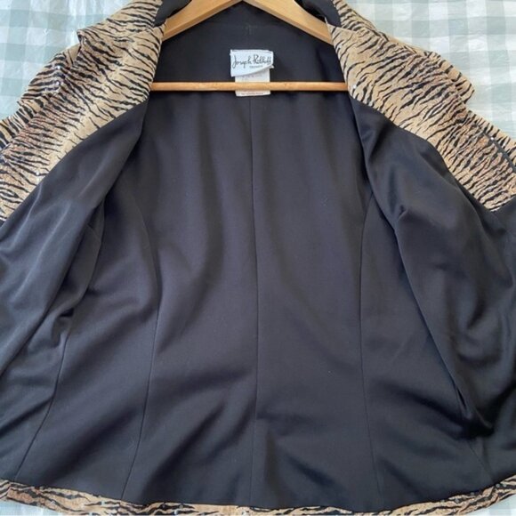 Joseph Ribkoff fitted blazer zip up animal prints sequins embellished medium - Picture 7 of 14